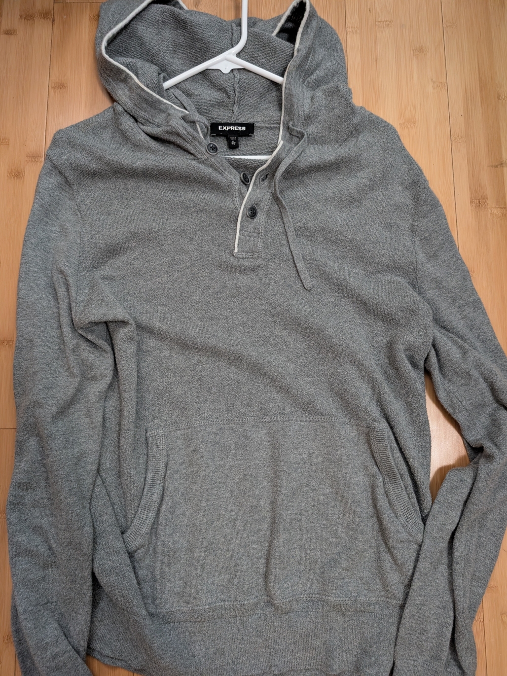 Express Men's Gray Hooded Pullover Shirt